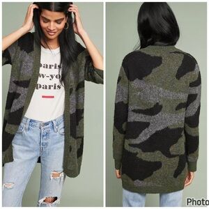 Anthropologie Moth Camo Open Front Cardigan Sweater Medium